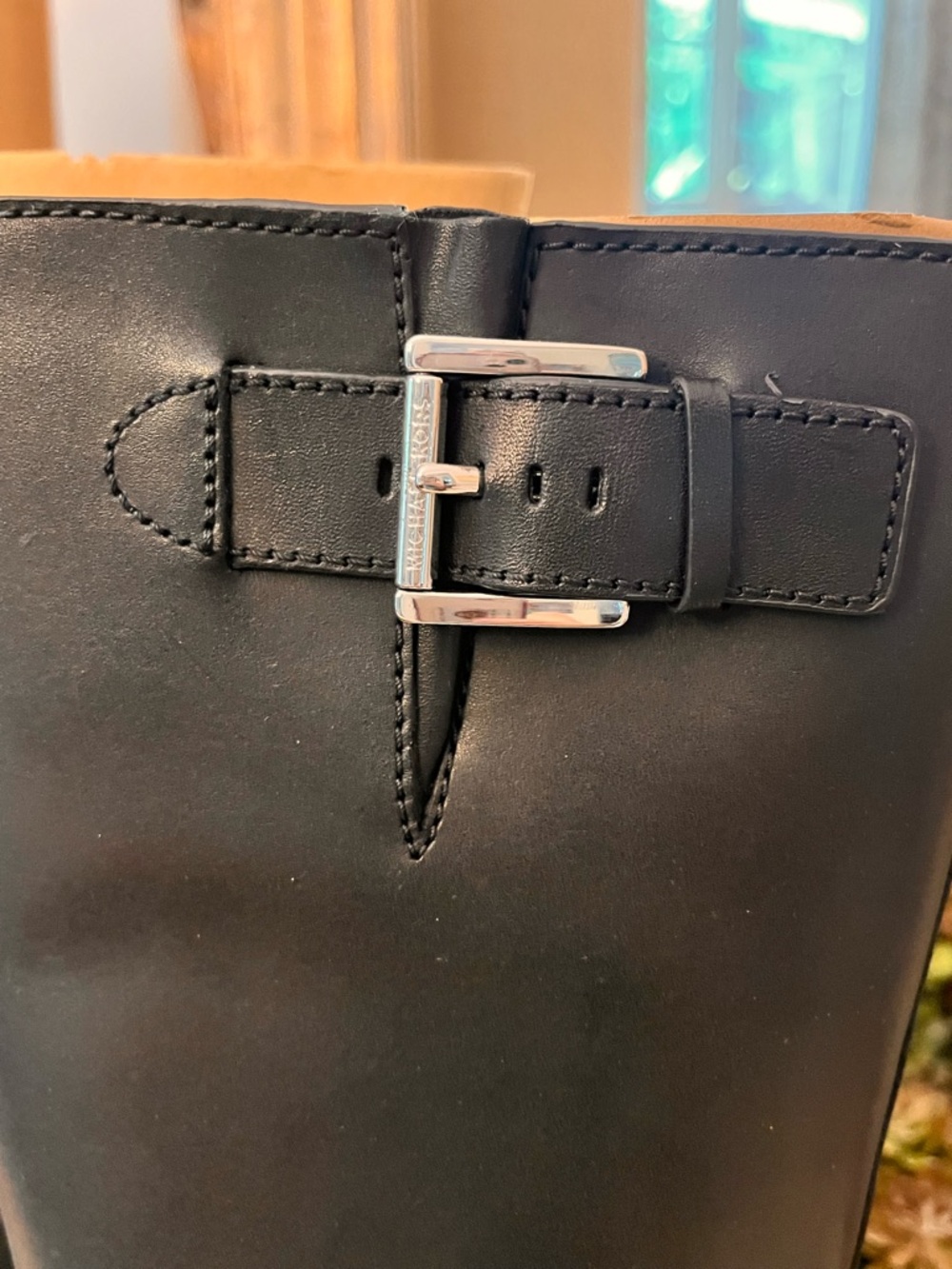 NIB Michael Kors Crosby Moto Leather Boots Black Mid Calf Modern Festival - Picture 3 of 10